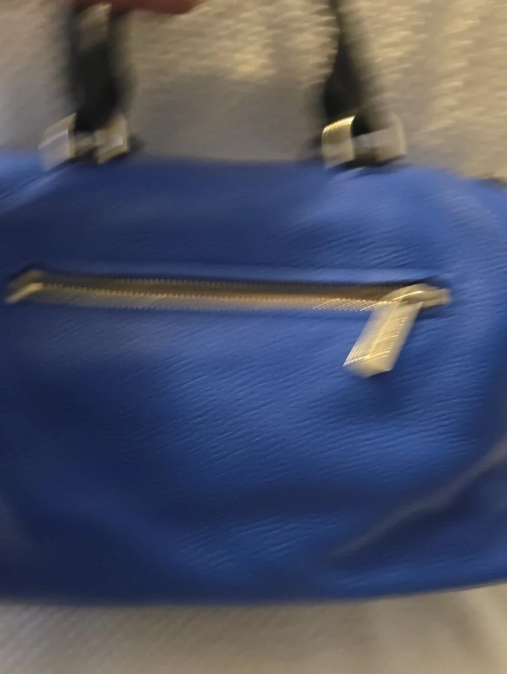 MICHAEL KORS Royal Blue Leather Satchel with Black Handles